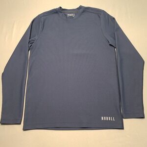 NOBULL Waffle Knit Training Shirt Mens Medium Blue Long Sleeve Athletic Top